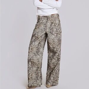 Leopard Print Wide-Leg Pants